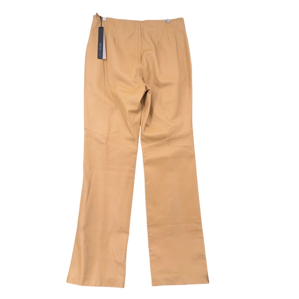 Siena Studio Women Camel Leather Pants Straight Leg High Rise Size 12 NWT - Picture 2 of 10